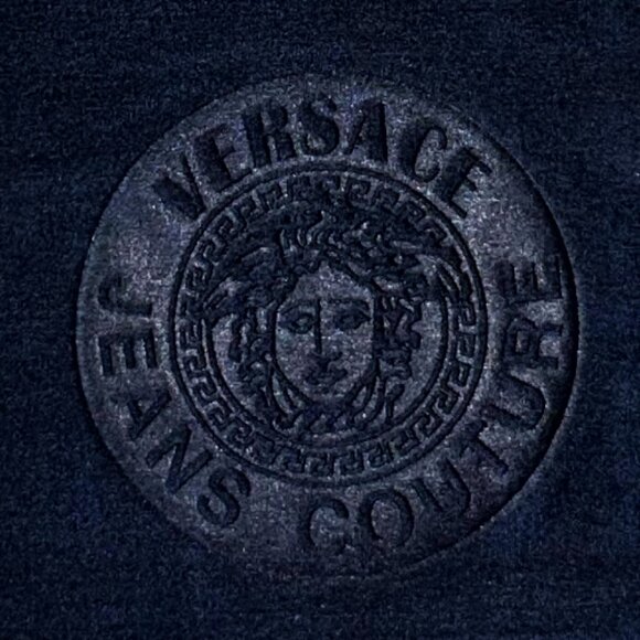 Versace Jeans Couture Vintage Navy Stretch Logo Top M Y2K Designer Rare - Picture 6 of 8